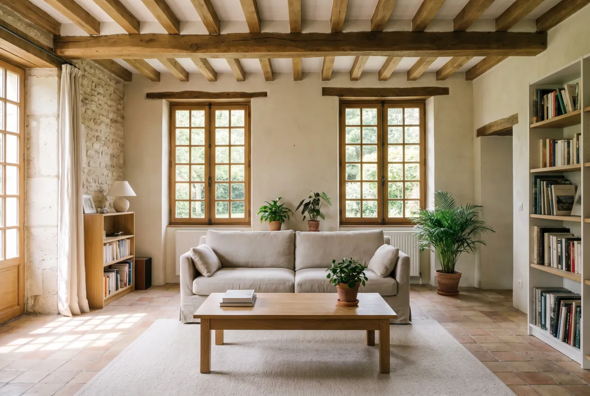 Séjour meublé simplement d’un logement en location