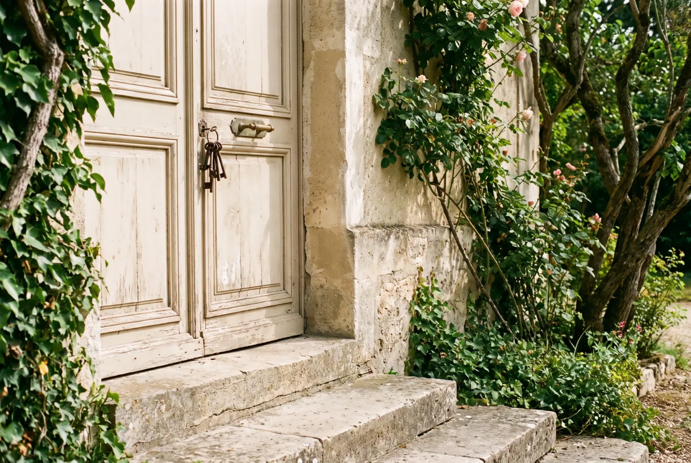Mains d’une personne âgée tenant des clés de maison